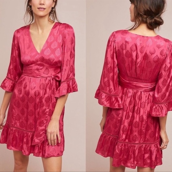 Anthropologie Dresses & Skirts - EUC Anthropologie Maeve Christine Raspberry Belted Dress Size 8